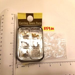 #859EA Earring Spare Parts Siver-tone Zibra Tin Kit
